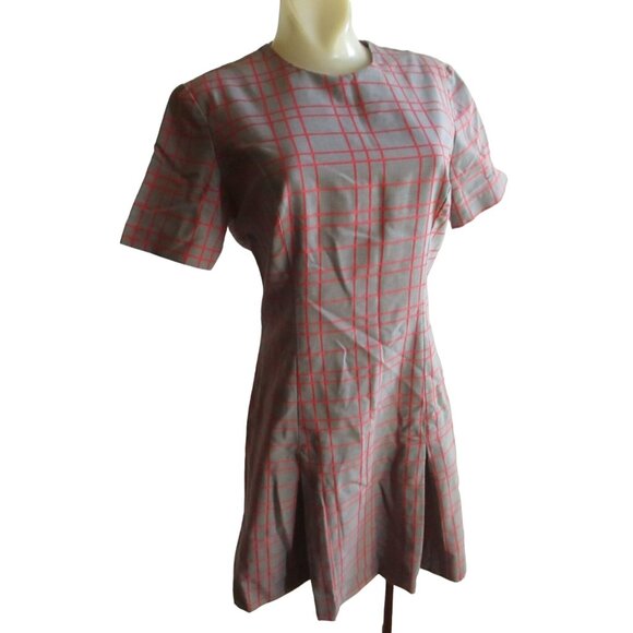 Vintage Women's Dress 8/10 1960's Hiphugger Scooter Gray/Red Plaid Joan Curtis M - Picture 2 of 10